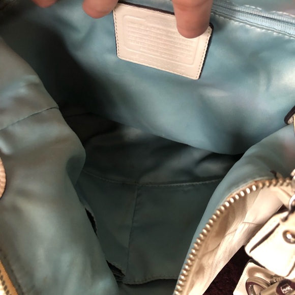 White Leather Coach Purse with Double straps - Picture 8 of 11